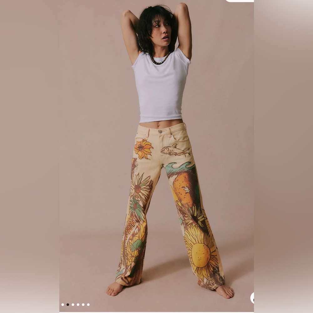 We The Free Tinsley Printed Jeans beach scene 30 new